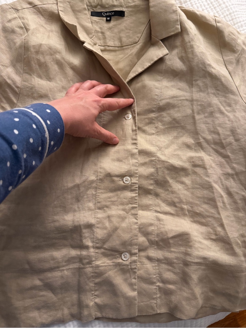Quince Organic Linen Short Sleeve Button-Up Shirt size M - Picture 3 of 4